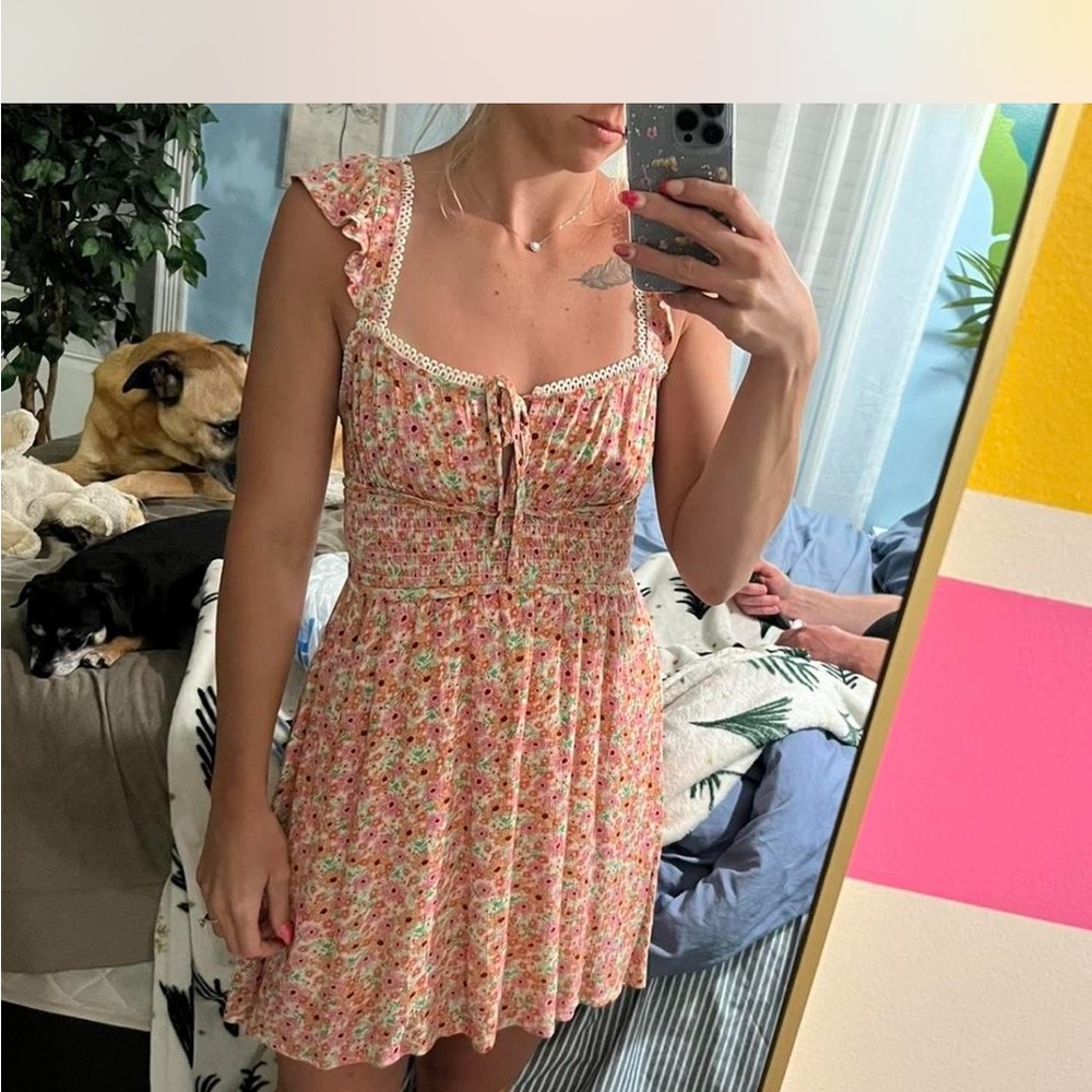 Altar'd State Floral Pink Mini Dress Size XS